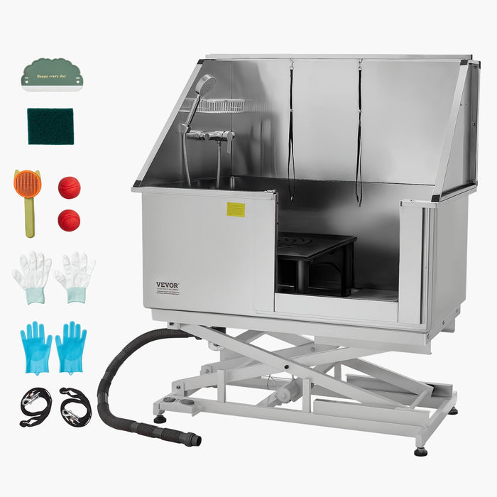 VEVOR 127 cm Electric Dog Grooming Bath Tub Stainless Steel w Water Filter