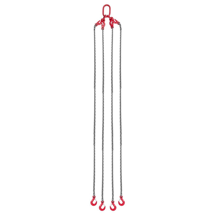 Chain Sling, 10mm x 3 m Lifting Chains with 4 Leg Grab Hooks, Heavy Duty G80 Alloy Steel Lifting Sling, 10.4 Ton Capacity, Adjustable Engine Chain Hoist Lifts for Cargo Security Towing