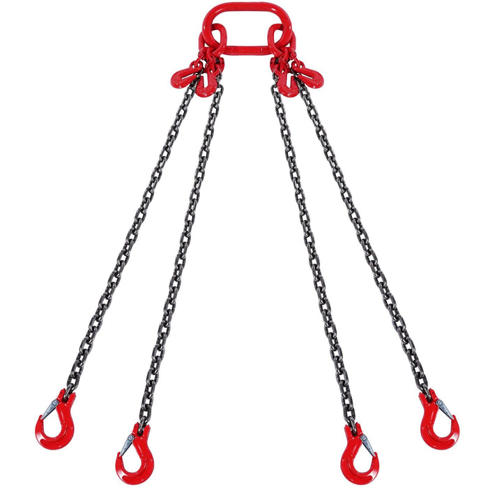 Chain Sling, 10 mm x 300 cm Lifting Chains with Hooks, G80 Engine Chain Hoist Lifts, 8 Ton/8344 kg Lifting Sling Chains for Engine Hoist, Engine Lift Chain with 4 Leg Grab Hooks & Adjusters