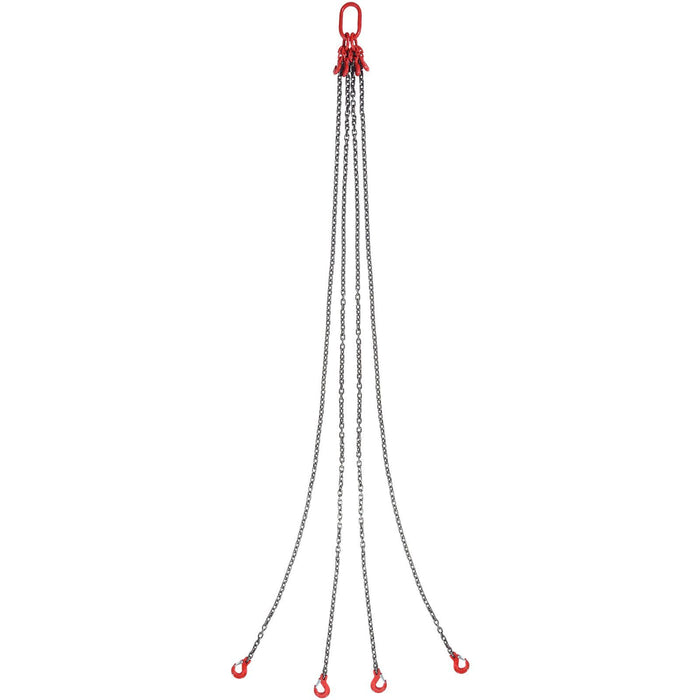Chain Sling, 10 mm x 300 cm Lifting Chains with Hooks, G80 Engine Chain Hoist Lifts, 8 Ton/8344 kg Lifting Sling Chains for Engine Hoist, Engine Lift Chain with 4 Leg Grab Hooks & Adjusters