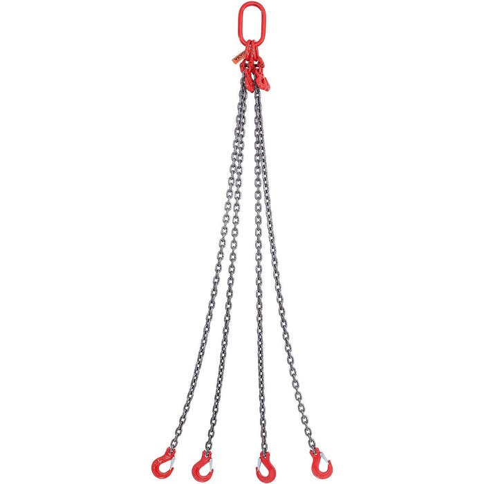 Chain Sling, 8 mm x 150 cm Lifting Chains with Hooks, G80 Engine Chain Hoist Lifts, 5 Ton Lifting Sling Chains for Engine Hoist, Engine Lift Chain with 4 Leg Grab Hooks & Adjusters Heavy Duty