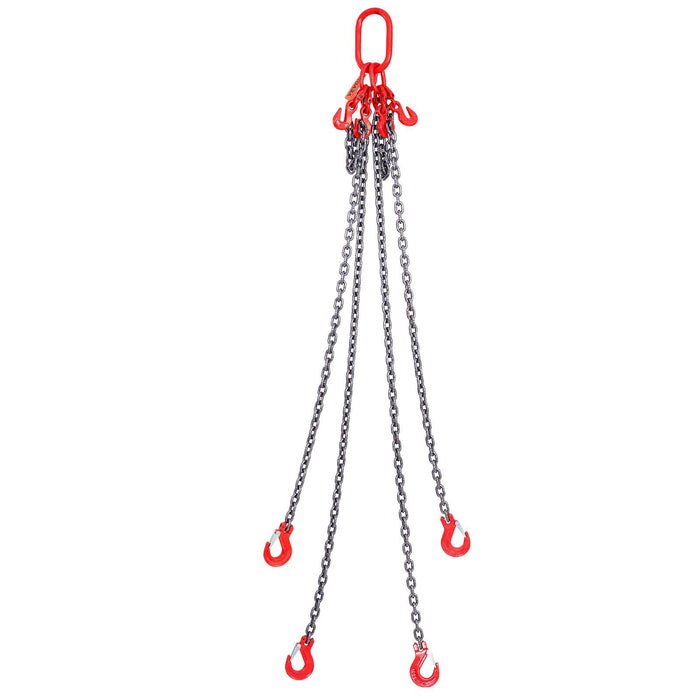 Chain Sling, 8 mm x 150 cm Lifting Chains with Hooks, G80 Engine Chain Hoist Lifts, 5 Ton Lifting Sling Chains for Engine Hoist, Engine Lift Chain with 4 Leg Grab Hooks & Adjusters Heavy Duty