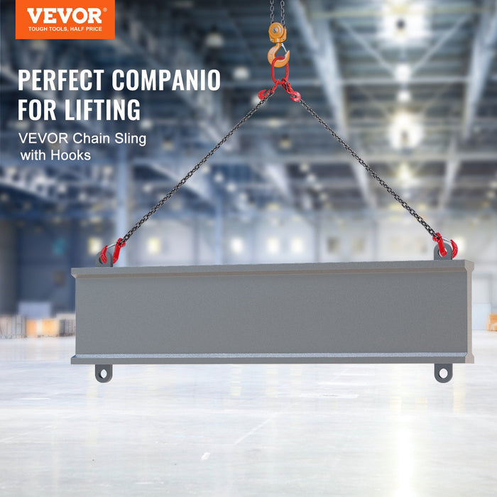 VEVOR Chain Sling, 10 mm x 180 cm Lifting Chains with Hooks, G80 Engine Chain Hoist Lifts, 5 Ton Lifting Sling Chains for Engine Hoist, Engine Lift Chain with 2 Leg Grab Hooks and Adjusters Heavy Duty