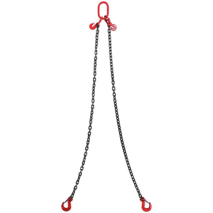 VEVOR Chain Sling, 10 mm x 180 cm Lifting Chains with Hooks, G80 Engine Chain Hoist Lifts, 5 Ton Lifting Sling Chains for Engine Hoist, Engine Lift Chain with 2 Leg Grab Hooks and Adjusters Heavy Duty