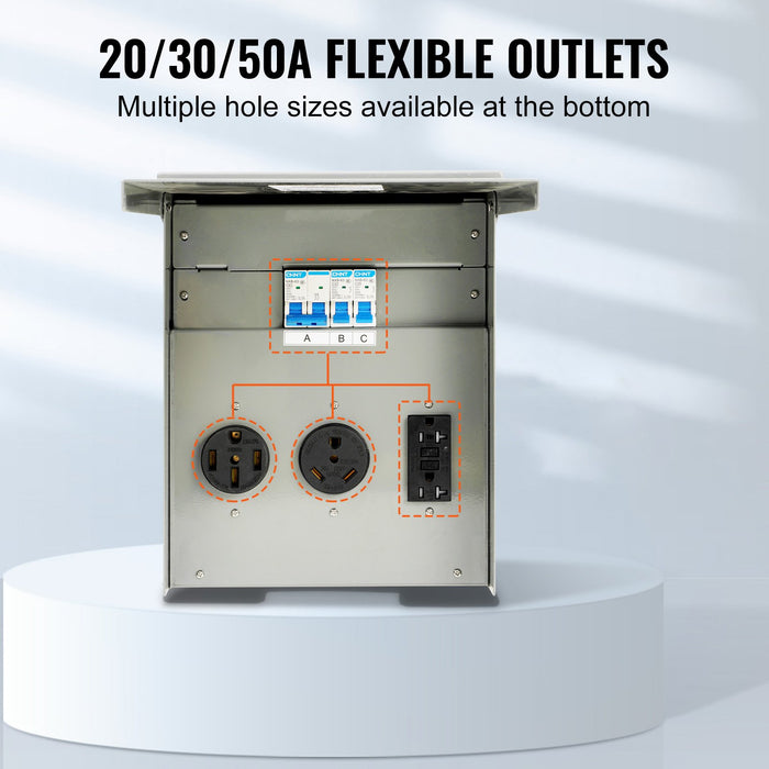 VEVOR 20/30/50A Temporary RV Power Outlet Box Electrical Outdoor Receptacle Box