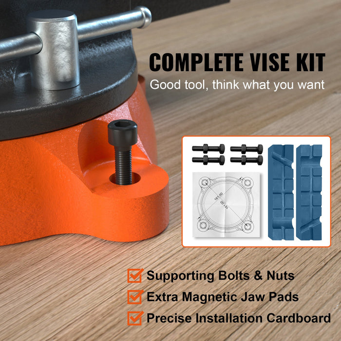 VEVOR 16.7cm Bench Vise Anvil Swivel Locking Base Heavy Duty Ductile Iron Vice