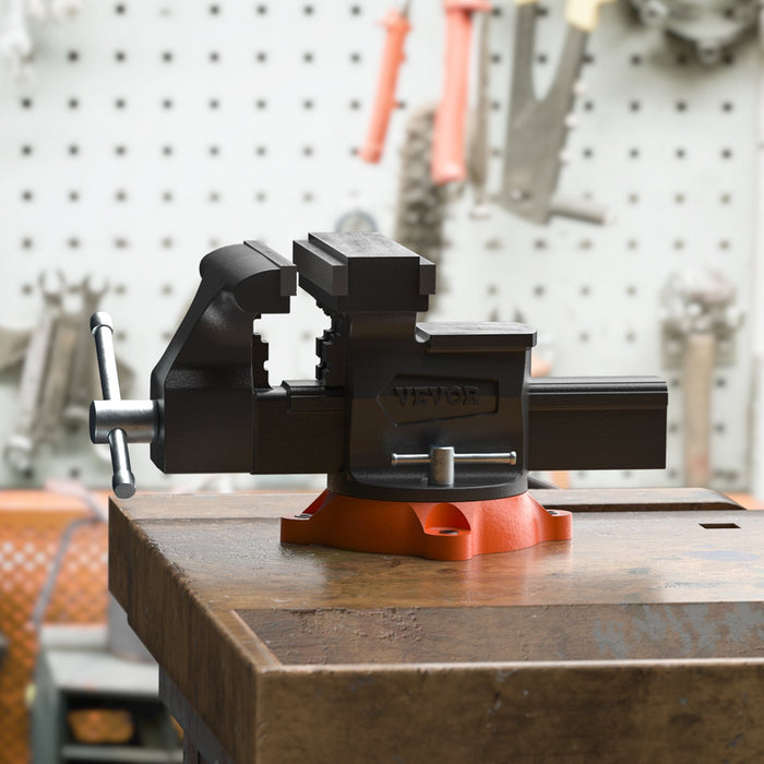 VEVOR 16.7cm Bench Vise Anvil Swivel Locking Base Heavy Duty Ductile Iron Vice