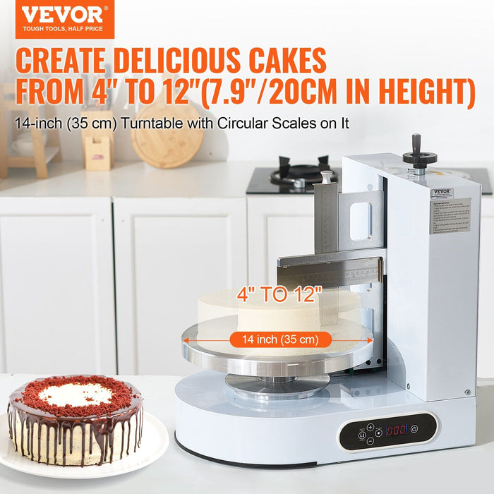 Cake Decorating Machine, Cake Cream Spreading Coating Smearing Machine, Low Noise Cake Frosting Machine, Turntable with Adjustable Scraper, for 4" to 12" Cake, 25-320RPM Rotating Speed, White