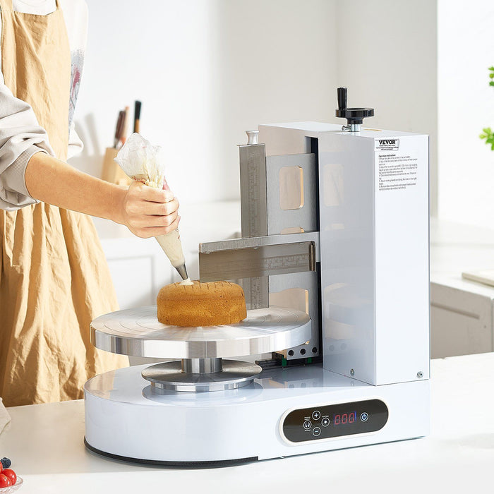 Cake Decorating Machine, Cake Cream Spreading Coating Smearing Machine, Low Noise Cake Frosting Machine, Turntable with Adjustable Scraper, for 4" to 12" Cake, 25-320RPM Rotating Speed, White