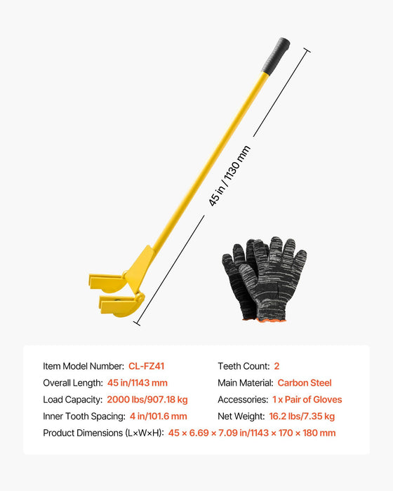 Pallet Buster Tool, 1 m Carbon Steel Handle Wrecking Pry Bar, 907 kg Weight Capacity, Heavy Duty Deck Board Removal Tool, Breaker Bar for Flooring, Framing, Roofing, Trim, Drywall