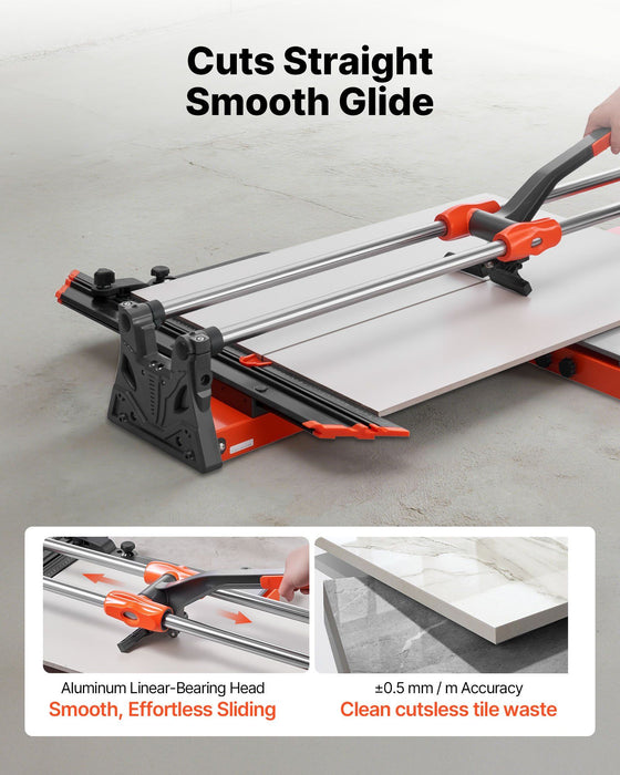 1000 mm Manual Tile Cutter, Upgraded Sliding Head Cutting Tool with Spring-Loaded Base, Angle Fence, Tungsten Carbide Cutting Wheel, Alignment Guide, for DIY Pros, Ceramic, Floor & Wall Tiles