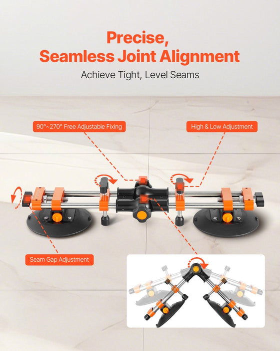 Seamless Seam Setter, 2 Packs Granite Seam Setter with 6 in Vacuum Suction Cups, Seam Joiner for Seam Joining & Leveling, 90°-120° Adjustable, Countertop Installation Tool for Tile Marble Slab