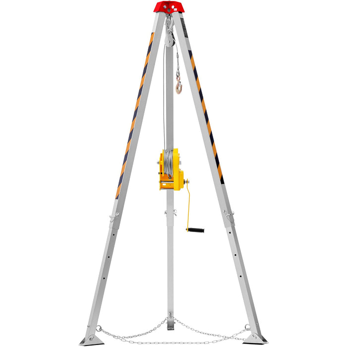 VEVOR Confined Space Tripod Kit, 2600 lbs Winch, Confined Space Tripod 8' Legs and 98' Cable, Confined Space Rescue Tripod 32.8' Fall Protection, Harness, Storage Bag for Traditional Confined Spaces