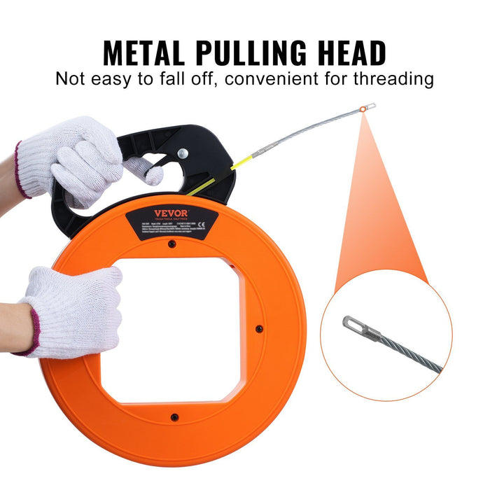 Fish Tape, 30.5 m, 4.2 mm, Fiberglass Wire Puller with Optimized Housing and Handle, Easy-to-Use Cable Puller Tool, Flexible Wire Fishing Tools for Wall and Electrical Conduit, Non-Conductive