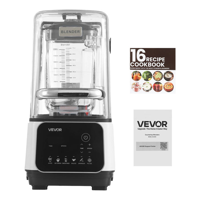 Blender, 2L Professional Countertop Blenders with Shield, 2200W 26000RPM Kitchen Food Processor Combo, Self-Cleaning, Speed Adjustable, 6 Preset Menu for Smoothies, Ice Crushing, Puree, White