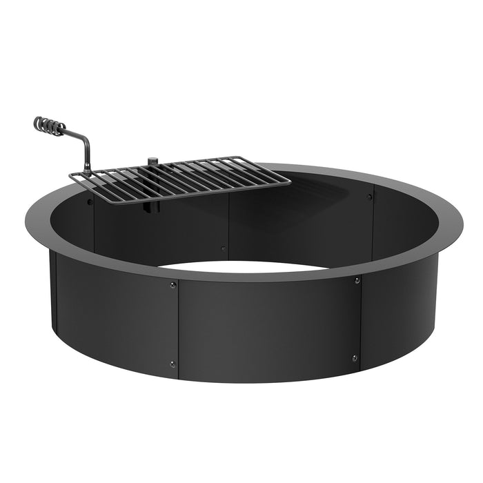 VEVOR Fire Pit Ring, Fire Pit Insert with Barbecue Fire Ring, 35-In Outer/31-In Inner Diameter, 8.5in Height, Carbon Steel Liner DIY Campfire Ring above/In-Ground, for Outdoor Camping, Bonfires
