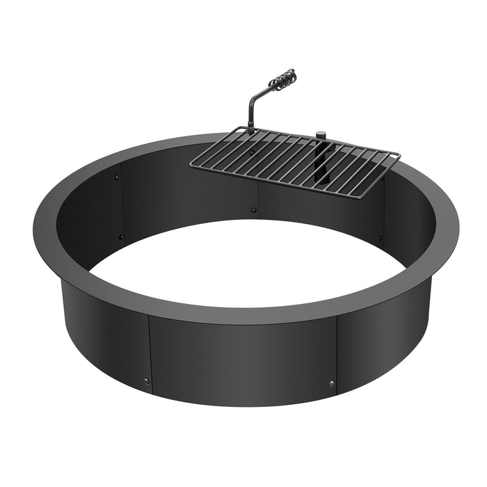 VEVOR Fire Pit Ring, Fire Pit Insert with Barbecue Fire Ring, 35-In Outer/31-In Inner Diameter, 8.5in Height, Carbon Steel Liner DIY Campfire Ring above/In-Ground, for Outdoor Camping, Bonfires