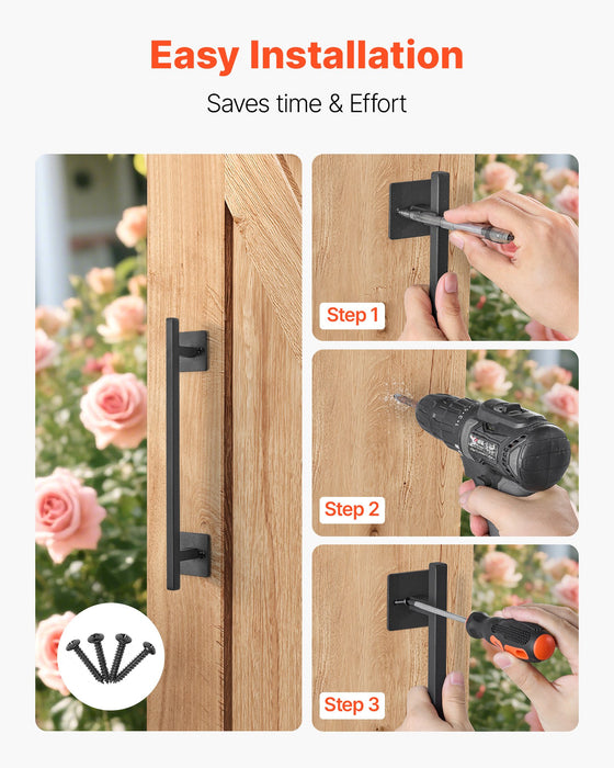 VEVOR Barn Door Handle, 320 mm Rustic Fence Gate Handle, Rust-Resistant Coating, Heavy Duty Carbon Steel Outdoor Gate Handles, Easy to Install, Metal Sliding Door Pulls for Garage Shed Closet Pantry