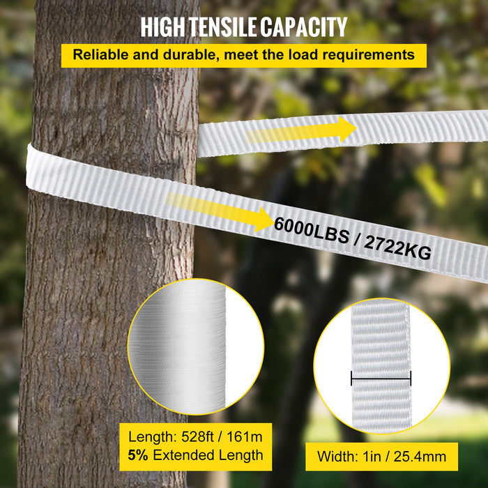 VEVOR 6000Lbs Polyester Pull Tape, 528\' x 1\" Flat Tape for Wire & Cable Conduit Work Variable Functions, Flat Rope for Pulling/Loading/Packing in Any Weather CONDITON
