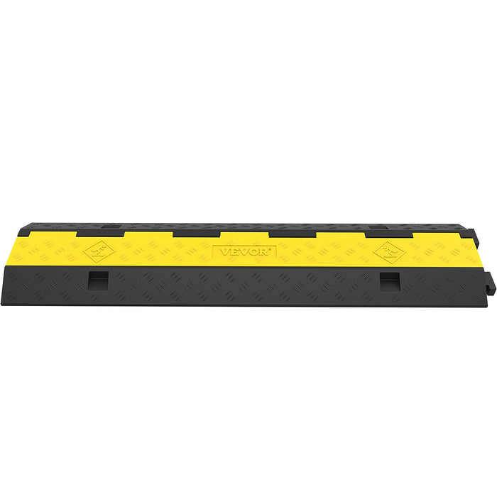 VEVOR Cable Protector Ramp, 5 Packs 2 Channels Speed Bump Hump, Rubber Modular Speed Bump Rated 11000 LBS Load Capacity, Protective Wire Cord Ramp Driveway Rubber Traffic Speed Bumps Cable Protector