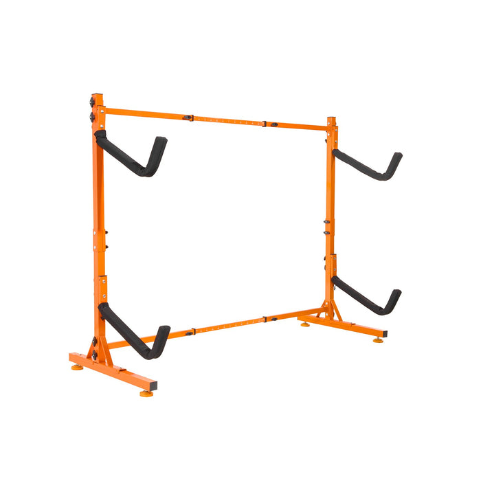 VEVOR Freestanding Kayak Storage Rack, Kayak Stand for 2 Kayak Canoe Paddleboard, Heavy-duty Steel Kayak Hanger Holder with Padded Arms and Adjustable Width, 79.5kg Max Load, for Indoor Outdoor Garage