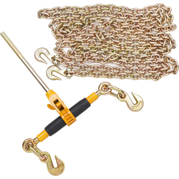 VEVOR Ratchet Chain Binder 5/16"-3/8" Load Binders 7100 lbs w/ G80 Chains 4 Pcs