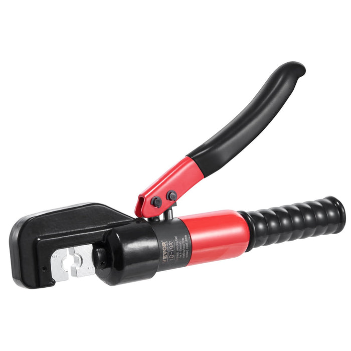 VEVOR Hydraulic Crimping Tool with 9 Sets of  Dies AWG12-2/0 Copper And Aluminum Terminal Battery Lug Crimper, with a Cutting Pliers, Gloves, 5pcs Copper Ring Connectors, 8pcs Heat Shrink Sleeves