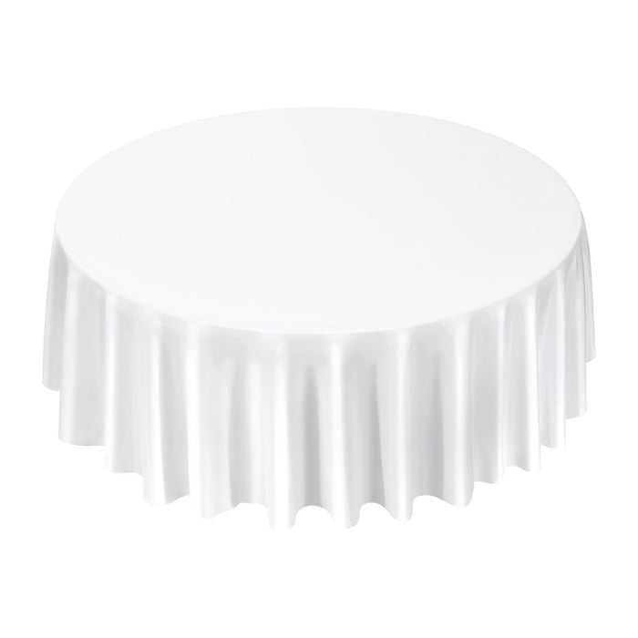 White Round Tablecloths 2 Pack, 120 Inches in Diameter, Stain- & Wrinkle- Resistant, Machine Washable Table Clothes, Polyester Fabric Table Covers for Wedding, Party, Banquet, Formal Events