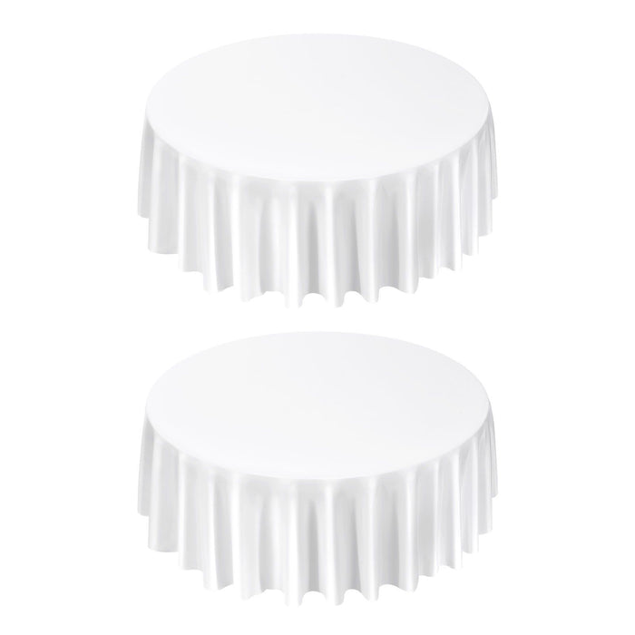 White Round Tablecloths 2 Pack, 120 Inches in Diameter, Stain- & Wrinkle- Resistant, Machine Washable Table Clothes, Polyester Fabric Table Covers for Wedding, Party, Banquet, Formal Events