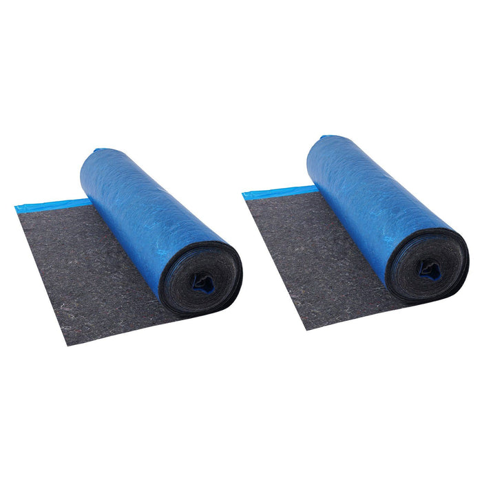 Floor Underlayment 37.2 m², 3mm Laminate Flooring Padding with Attached Vapor Barrier, Heavy Duty Fiber+PE Film, Soundproofing & Noise Reduction for Vinyl & Wood Floors(2 Rolls x 18.6 m²)