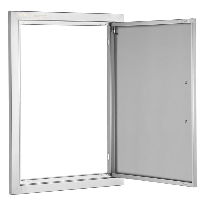 VEVOR BBQ Access Door, 457x610 mm Single Outdoor Kitchen Door, Stainless Steel Flush Mount Door, Wall Vertical Door with Handle, for BBQ Island, Grilling Station, Outside Cabinet