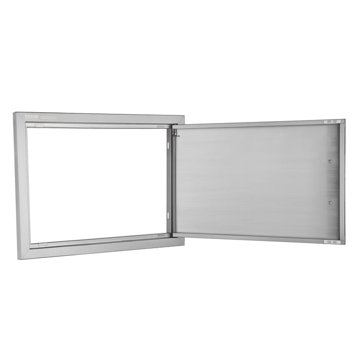 VEVOR BBQ Access Door, 610x432 mm Single Outdoor Kitchen Door, Stainless Steel Flush Mount Door, Wall Vertical Door with Handle, for BBQ Island, Grilling Station, Outside Cabinet
