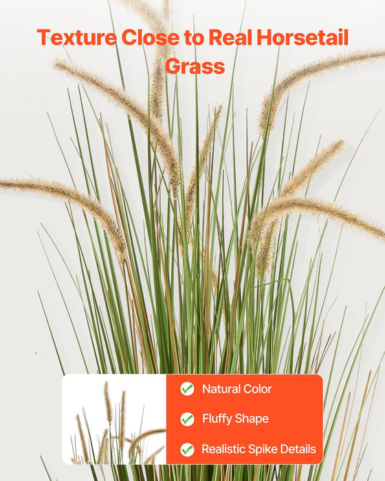 Artificial Grass Plant, 2 Pack 1194mm Horsetail Reed Grass in Pot, Premium PVC Faux Fake Greenery Shrubs Plant for Indoor Outdoor House Home Garden Office Room Décor, Housewarming, Green