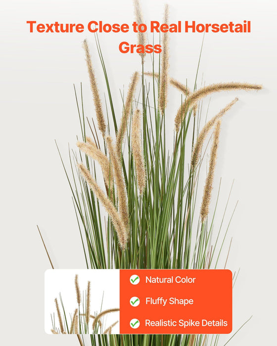 Artificial Grass Plant, 2 Pack 1499mm Horsetail Reed Grass in Pot, Premium PVC Faux Fake Greenery Shrubs Plant for Indoor Outdoor House Home Garden Office Room Décor, Housewarming, Green