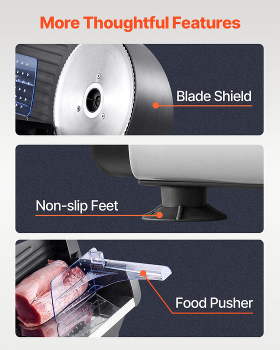 VEVOR Meat Slicer 180W 190 mm Electric Deli Food Slicer for Meat Bread Cheese