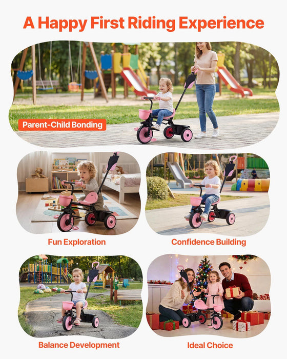 Toddler Tricycle & Stroller for 18 Months to 5 Year Old, Kids Trike with Parent Push Handle, Adjustable Seat & Storage for Outdoor Play, Tricycle for Toddlers, Birthday Toy for Boys and Girls