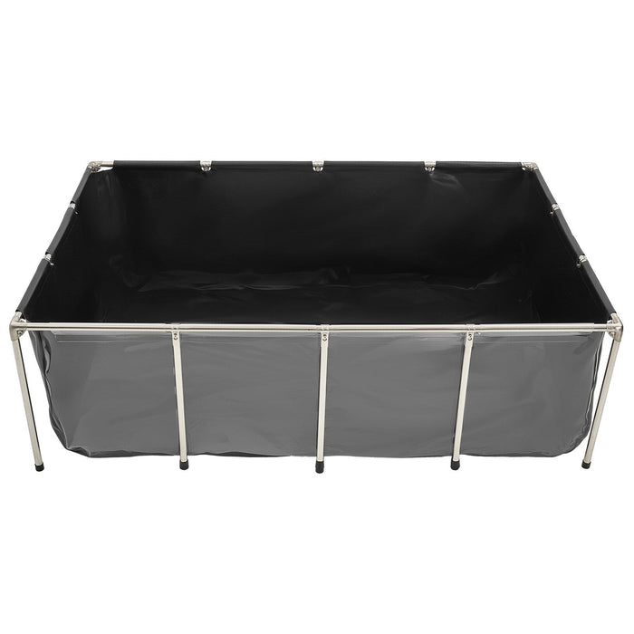 Canvas Fish Pond, 1781.3L Above Ground Fish Pond, PVC Koi Tank with Clear Viewing Panel, Rectangular Goldfish Tank with Stainless Steel Frame & Drain Valve, for Breeding Koi, Irrigation(Black)