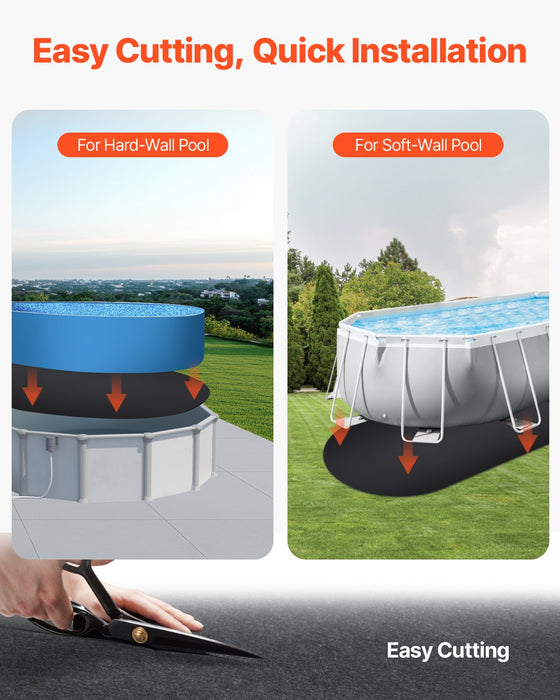 VEVOR Oval Pool Liner Pad, 12 x 24 ft Pool Liner Pad for Above Ground Swimming Pools, Extra-Thick Pool Mat, Prevents Punctures, Recycled Geotextile Material Underlayment Pad, Extend Liner Life