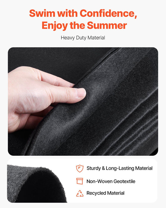 27ft Round Pool Liner Pad, Pool Liner Pad for Above Ground Swimming Pools, Extra-Thick Pool Mat, Prevents Punctures, Recycled Geotextile Material Underlayment Pad, Extend Liner Life