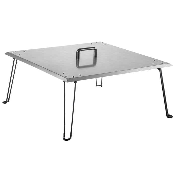 VEVOR Fire Pit Heat Deflector Fire Pit Pan Cover Stainless Steel Foldable Legs