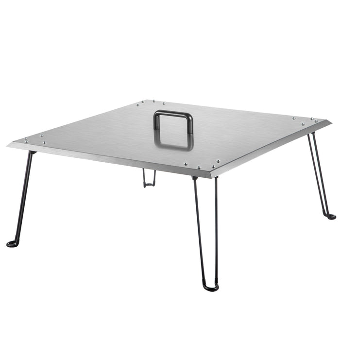 VEVOR Fire Pit Heat Deflector Fire Pit Pan Cover Stainless Steel Foldable Legs