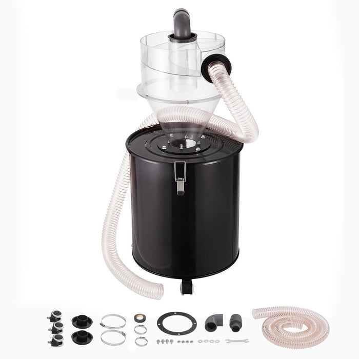 Cyclone Dust Separator with Metal Tank, 4" Retrofit Cyclone Separator for Dust Collectors, ABS Dust Deputy With 2" Hole O.D. Connector & Hose for Wet/Dry Shop Vacuums, Fits 50L Tank