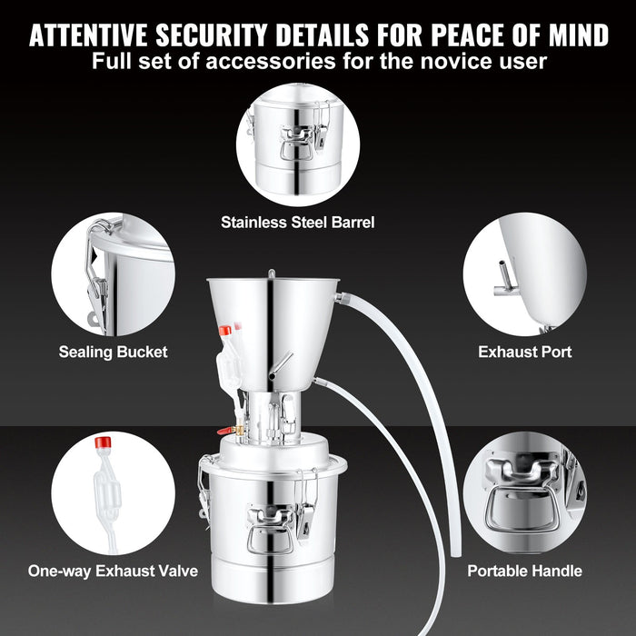 VEVOR 10L Alcohol Distiller Machine Brewing Equipment DIY Whiskey Home Still