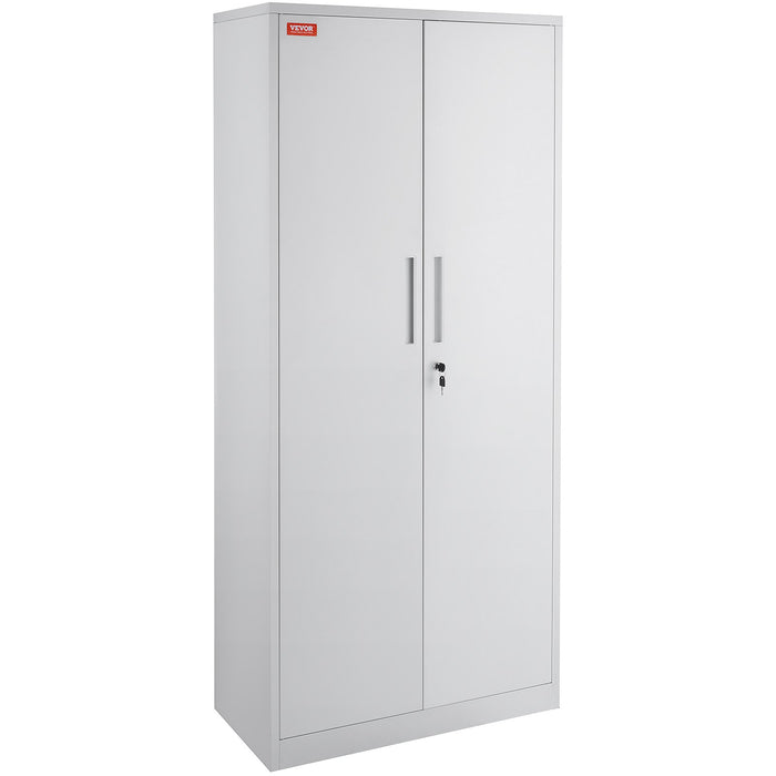 VEVOR Metal Storage Cabinet w/ 3 Keys Adjustable Shelves & Magnetic Door White