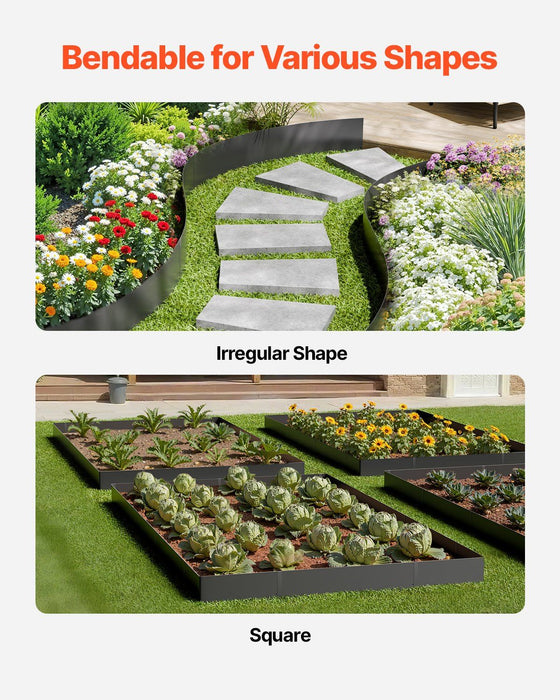 Steel Landscape Edging, 3 Packs 1016 x 203 mm Rust-Resistant Metal Landscape Edging, Bendable Garden Edging Border, Heavy Duty Lawn Edging, Easy-to-Install, Flower Bed Yard Pathway Divider Black