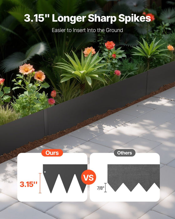 Steel Landscape Edging, 3 Packs 1016 x 152 mm Rust-Resistant Metal Landscape Edging, Bendable Garden Edging Border, Heavy Duty Lawn Edging, Easy-to-Install, Flower Bed Yard Pathway Divider Black