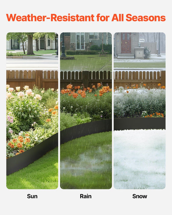 Steel Landscape Edging, 3 Packs 1016 x 152 mm Rust-Resistant Metal Landscape Edging, Bendable Garden Edging Border, Heavy Duty Lawn Edging, Easy-to-Install, Flower Bed Yard Pathway Divider Black