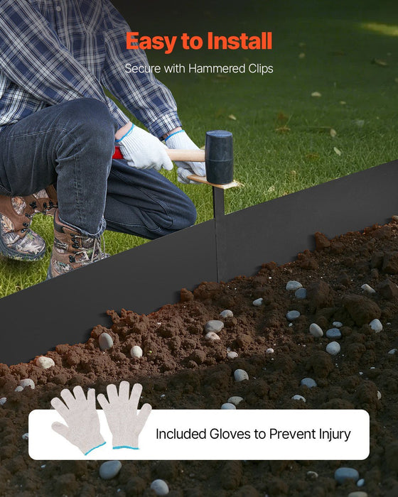 Steel Landscape Edging, 3 Packs 1016 x 152 mm Rust-Resistant Metal Landscape Edging, Bendable Garden Edging Border, Heavy Duty Lawn Edging, Easy-to-Install, Flower Bed Yard Pathway Divider Black