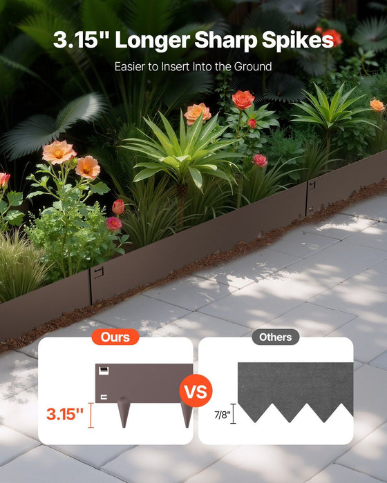 Steel Landscape Edging, 5 Packs 990 x 156 mm Rust-Resistant Metal Landscape Edging, Bendable Garden Edging Border, Heavy Duty Lawn Edging, Easy-to-Install, Flower Bed Yard Pathway Divider Brown