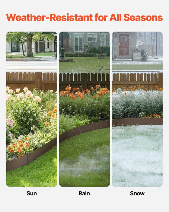 Steel Landscape Edging, 5 Packs 990 x 156 mm Rust-Resistant Metal Landscape Edging, Bendable Garden Edging Border, Heavy Duty Lawn Edging, Easy-to-Install, Flower Bed Yard Pathway Divider Brown
